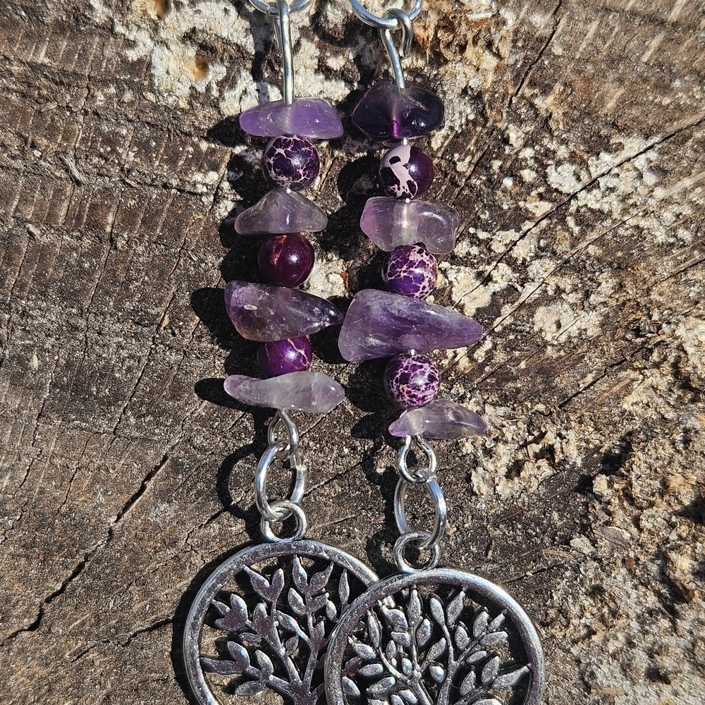 💜 Amethyst & Rhodonite Earrings